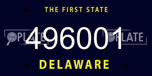 496001 Delaware License Plate