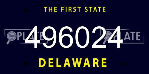 496024 Delaware License Plate