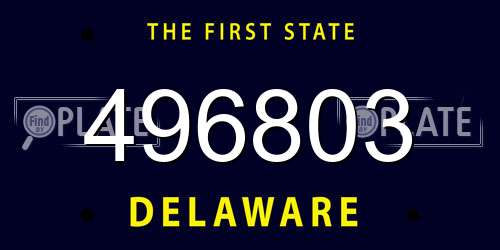 496803 Delaware License Plate