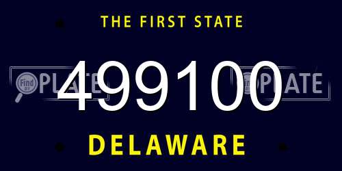 499100 Delaware License Plate