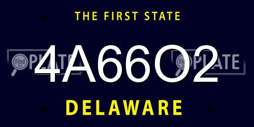 4A66O2 Delaware License Plate