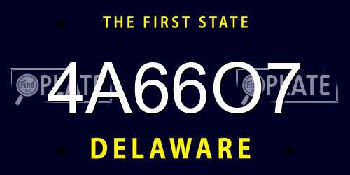 4A66O7 Delaware License Plate