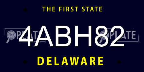 4ABH82 Delaware License Plate
