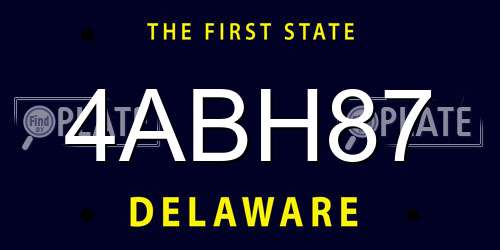 4ABH87 Delaware License Plate