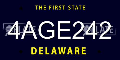 4AGE242 Delaware License Plate