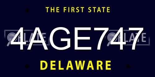 4AGE747 Delaware License Plate