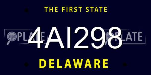 4AI298 Delaware License Plate