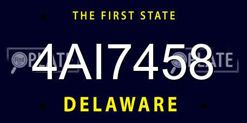 4AI7458 Delaware License Plate