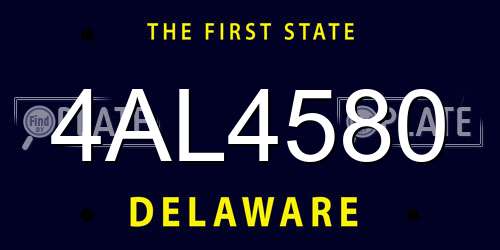 4AL4580 Delaware License Plate