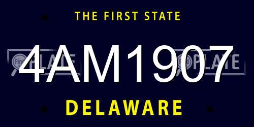 4AM1907 Delaware License Plate