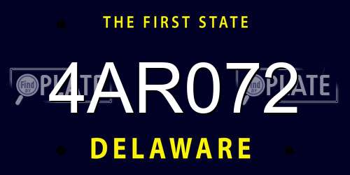 4AR072 Delaware License Plate