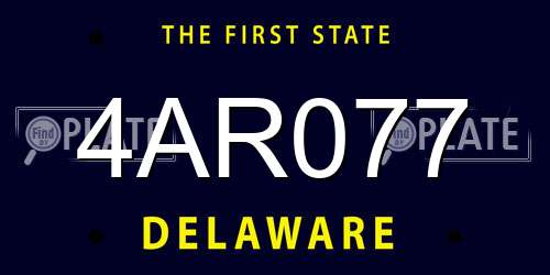 4AR077 Delaware License Plate