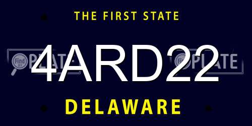 4ARD22 Delaware License Plate