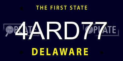 4ARD77 Delaware License Plate