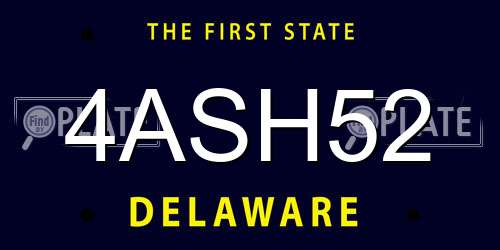 4ASH52 Delaware License Plate