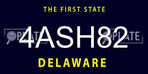 4ASH82 Delaware License Plate