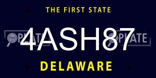4ASH87 Delaware License Plate