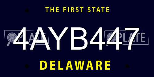 4AYB447 Delaware License Plate