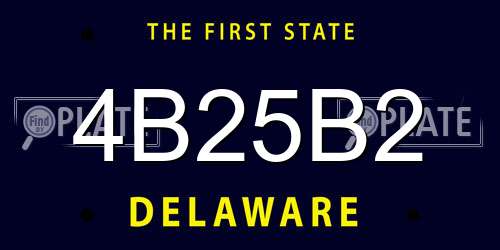 4B25B2 Delaware License Plate