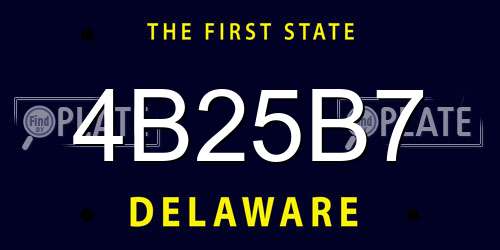 4B25B7 Delaware License Plate