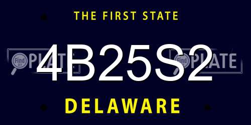 4B25S2 Delaware License Plate