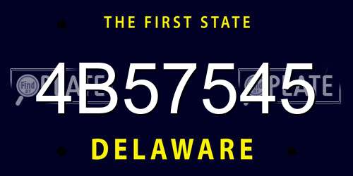 4B57545 Delaware License Plate