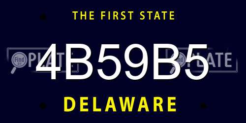 4B59B5 Delaware License Plate