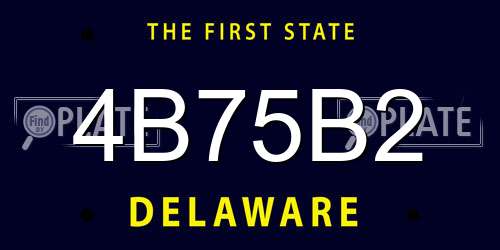 4B75B2 Delaware License Plate