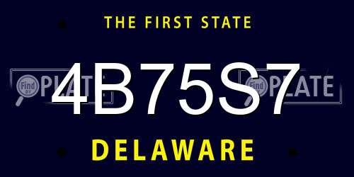 4B75S7 Delaware License Plate