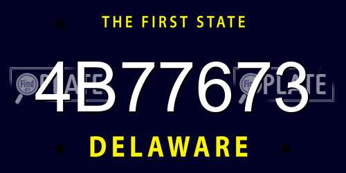4B77673 Delaware License Plate