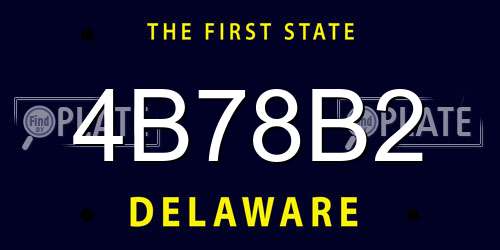 4B78B2 Delaware License Plate