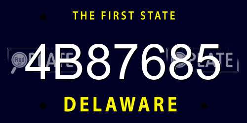 4B87685 Delaware License Plate