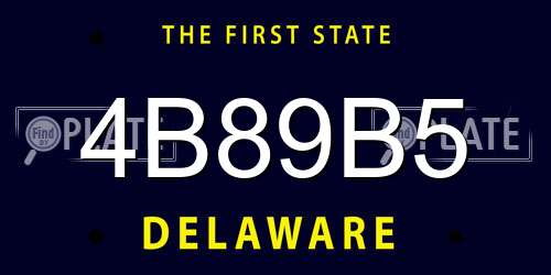 4B89B5 Delaware License Plate