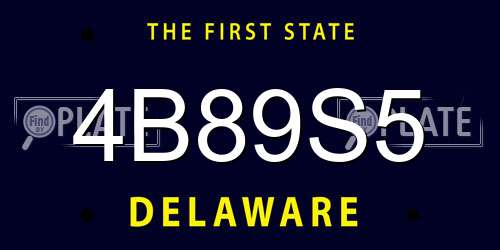 4B89S5 Delaware License Plate