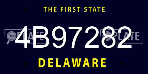 4B97282 Delaware License Plate