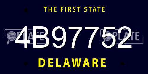 4B97752 Delaware License Plate