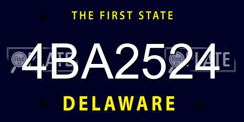 4BA2524 Delaware License Plate