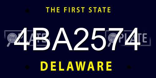 4BA2574 Delaware License Plate