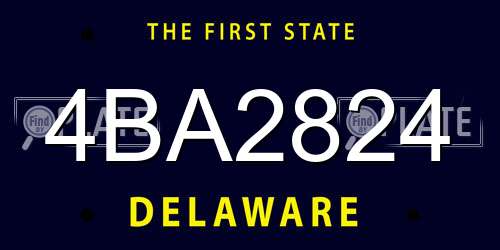 4BA2824 Delaware License Plate