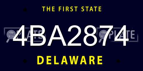 4BA2874 Delaware License Plate