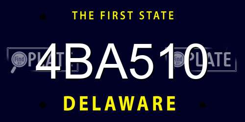4BA510 Delaware License Plate
