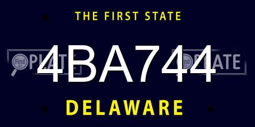 4BA744 Delaware License Plate
