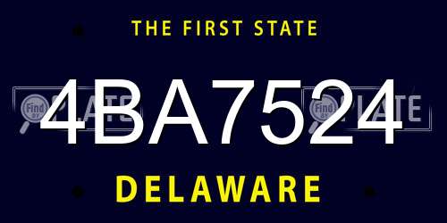 4BA7524 Delaware License Plate