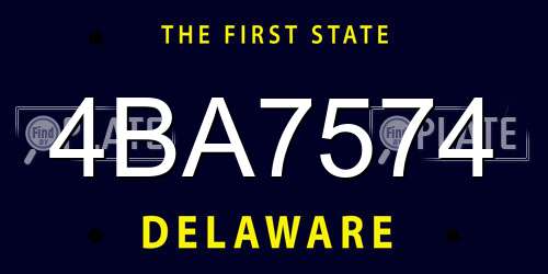 4BA7574 Delaware License Plate