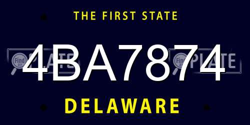 4BA7874 Delaware License Plate