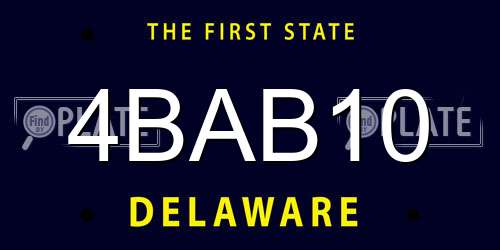 4BAB10 Delaware License Plate