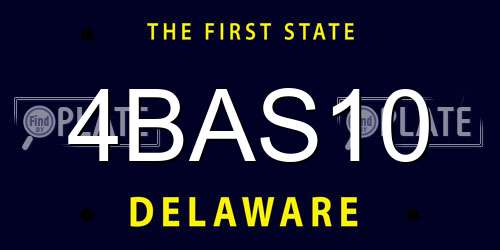 4BAS10 Delaware License Plate