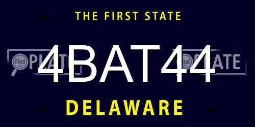 4BAT44 Delaware License Plate