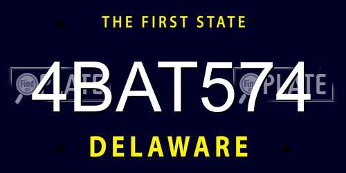4BAT574 Delaware License Plate