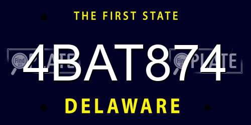 4BAT874 Delaware License Plate